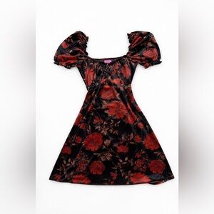 Miami Black and Red Floral Mini Dress